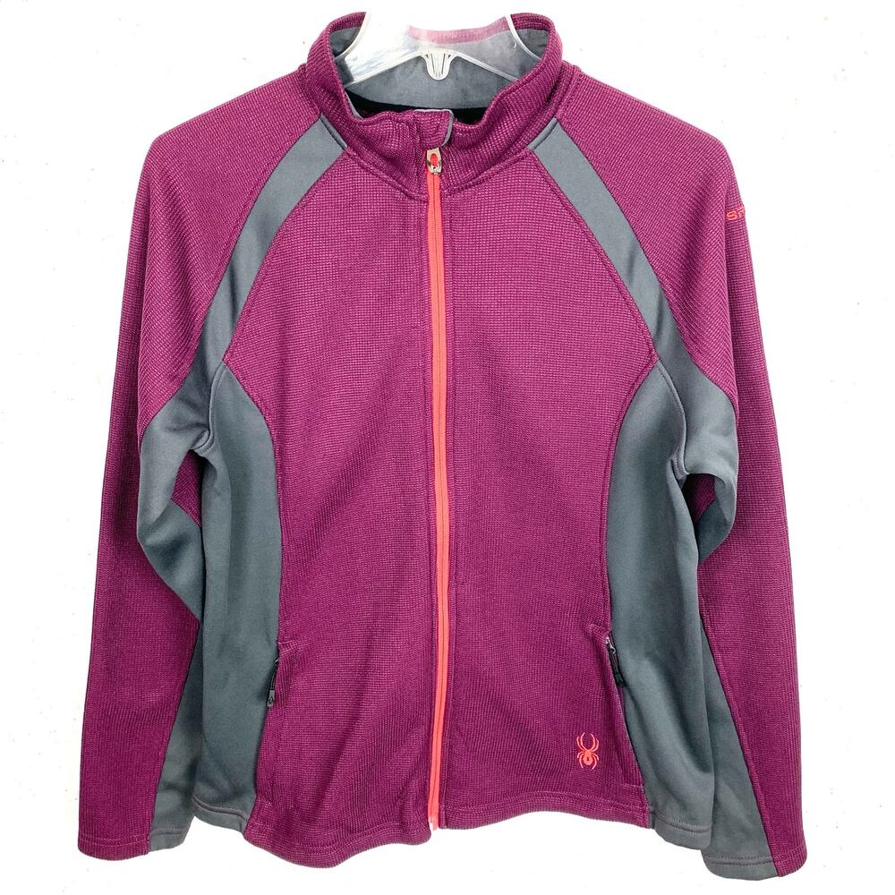 Spyder Womens Endure Full Zip Fleece Jacket Raisin Purple Gray Size Large